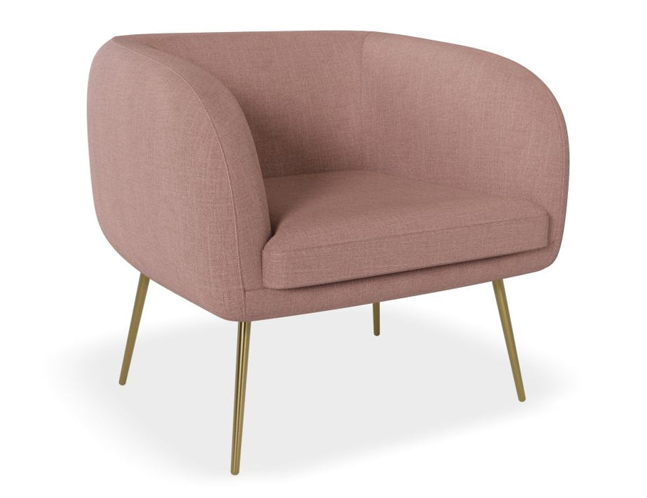 Amour Lounge Chair - Blush Pink - Brushed Matt Bronze Legs