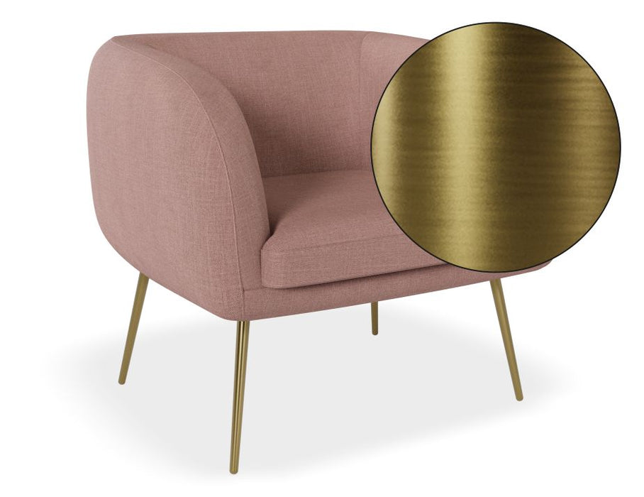 Amour Lounge Chair - Blush Pink - Brushed Matt Bronze Legs