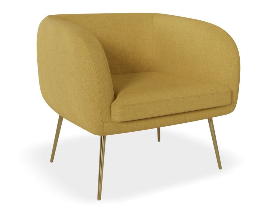 Amour Lounge Chair - Tuscan Yellow - Brushed Matt Bronze Legs