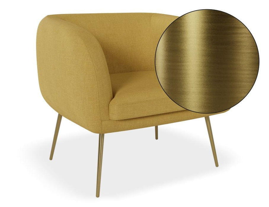 Amour Lounge Chair - Tuscan Yellow - Brushed Matt Bronze Legs