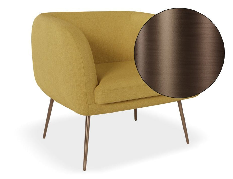 Amour Lounge Chair - Tuscan Yellow - Brushed Matt Gold Legs