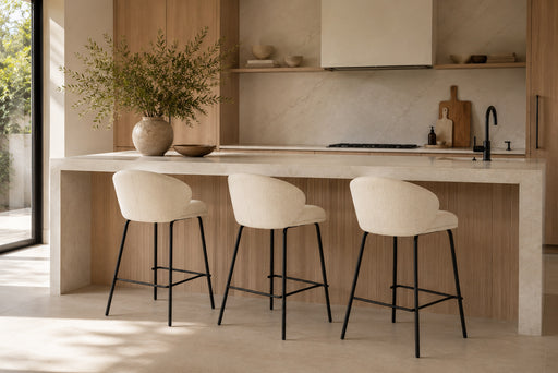 Anders Counter Stool - Natural Upholstery with Black Legs - Black Natural