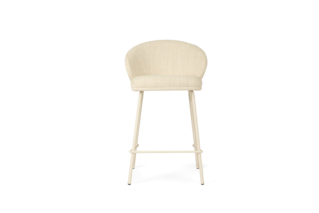 Anders Counter Stool - Natural Upholstery with White Legs - White Natural
