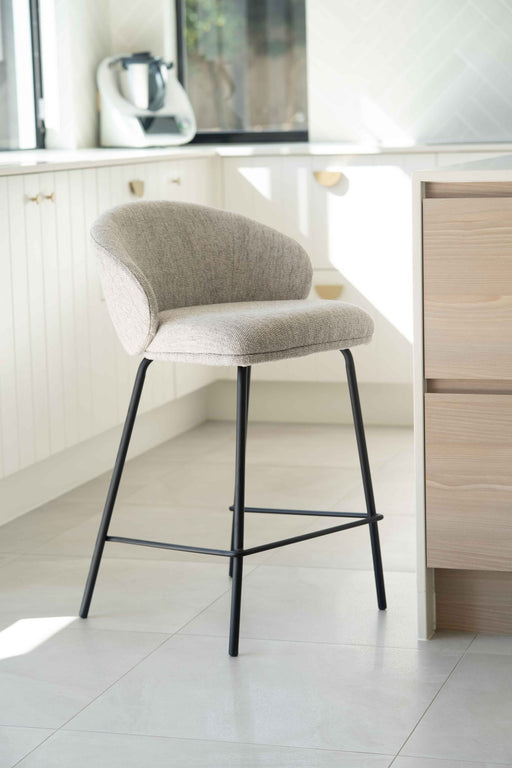 Anders Counter Stool - Pebble Upholstery with Black Legs