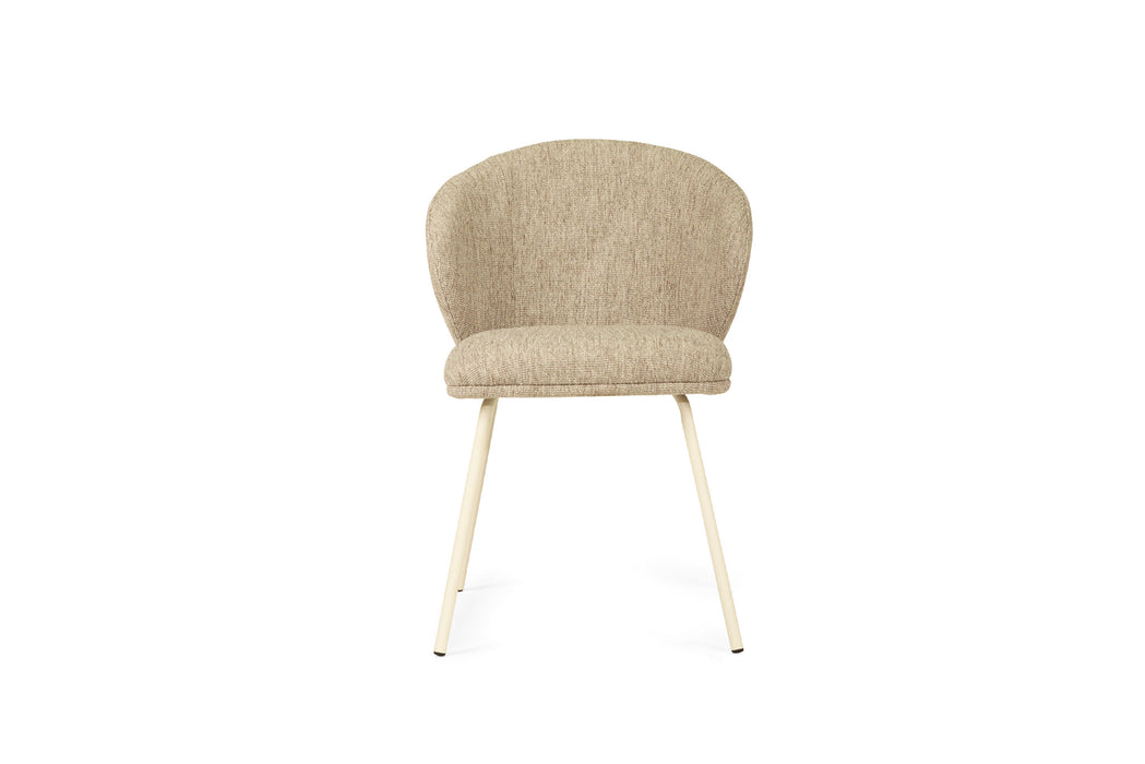Anders Dining Chair - Pebble Upholstery with White Legs