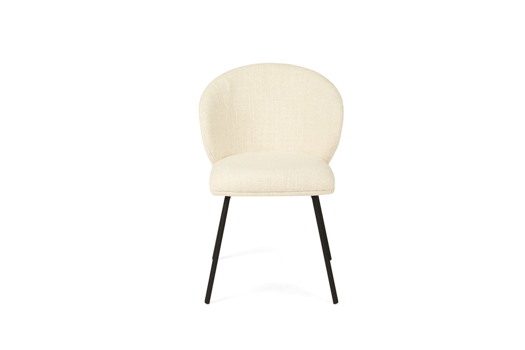 Anders Dining Chair - Natural Upholstery with Black Legs - Black Natural