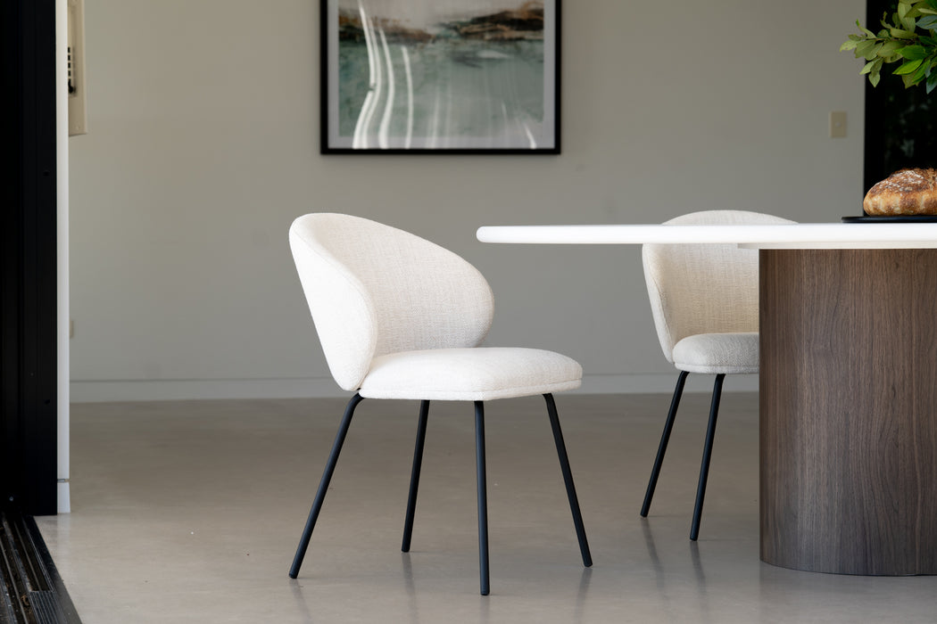 Anders Dining Chair - Natural Upholstery with Black Legs - Black Natural