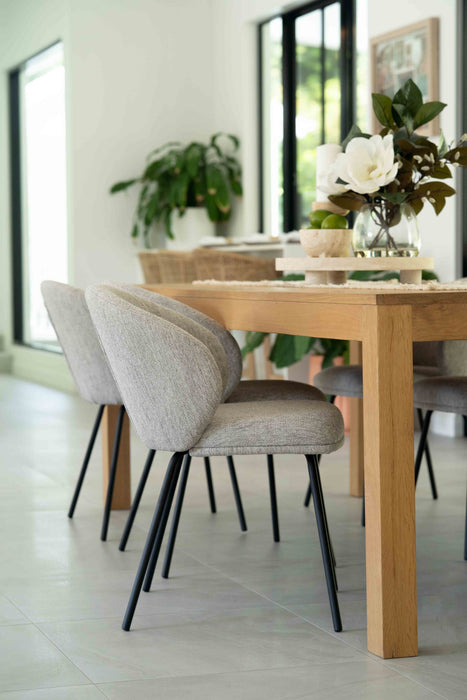 Anders Dining Chair - Pebble Upholstery with Black Legs
