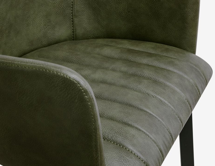 Andorra Bar Stool Vintage Green Seat - 75cm Seat Height Commercial Bar, Leather, Metal