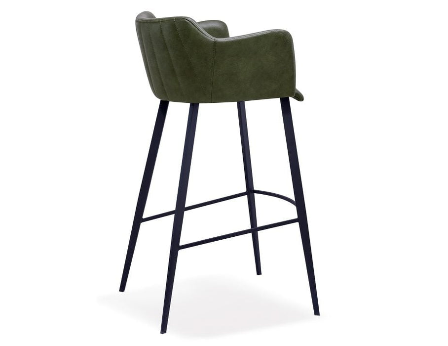 Andorra Bar Stool Vintage Green Seat - 75cm Seat Height Commercial Bar, Leather, Metal