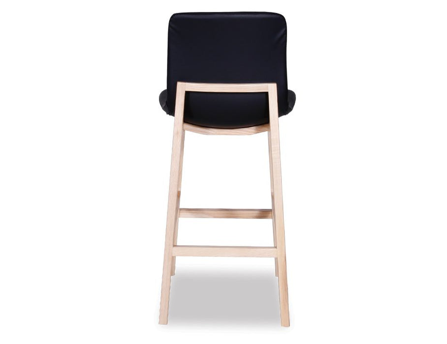 Ara Stool - Natural - Black Pad - Black Padded Seat - Natural Ash legs 66cm Seat height