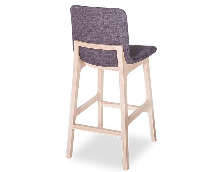 Ara Bar Stool Natural Frame Grey Upholstered Seat - 66cm Kitchen Seat height