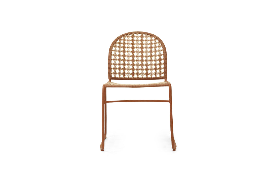 Archer Outdoor Side Chair - Brique - Natural Linen