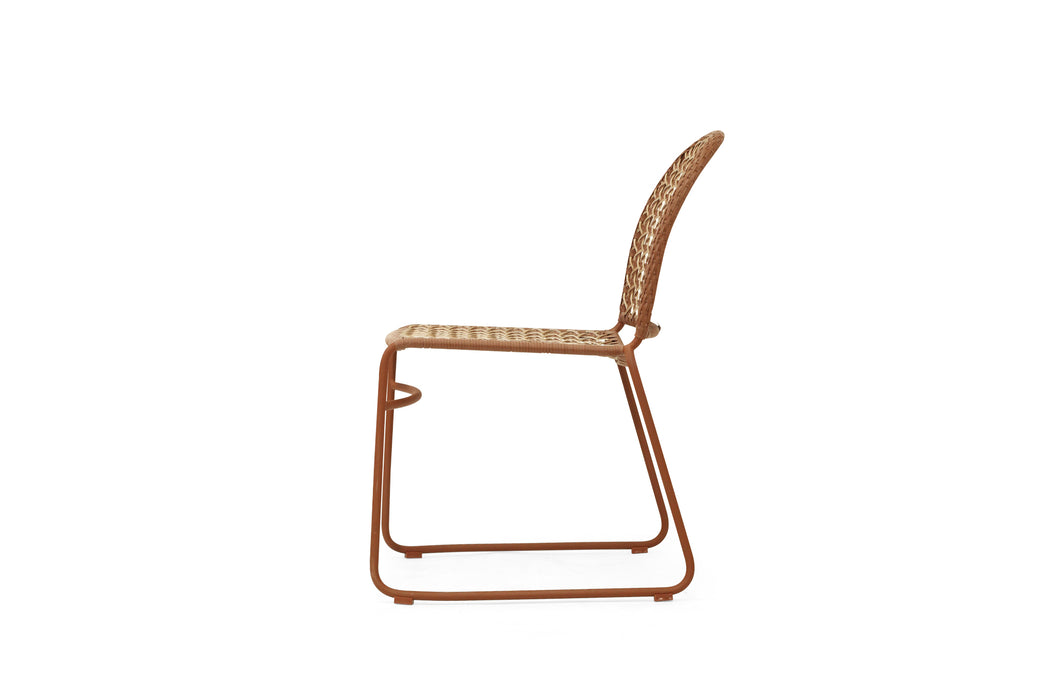 Archer Outdoor Side Chair - Brique - Natural Linen