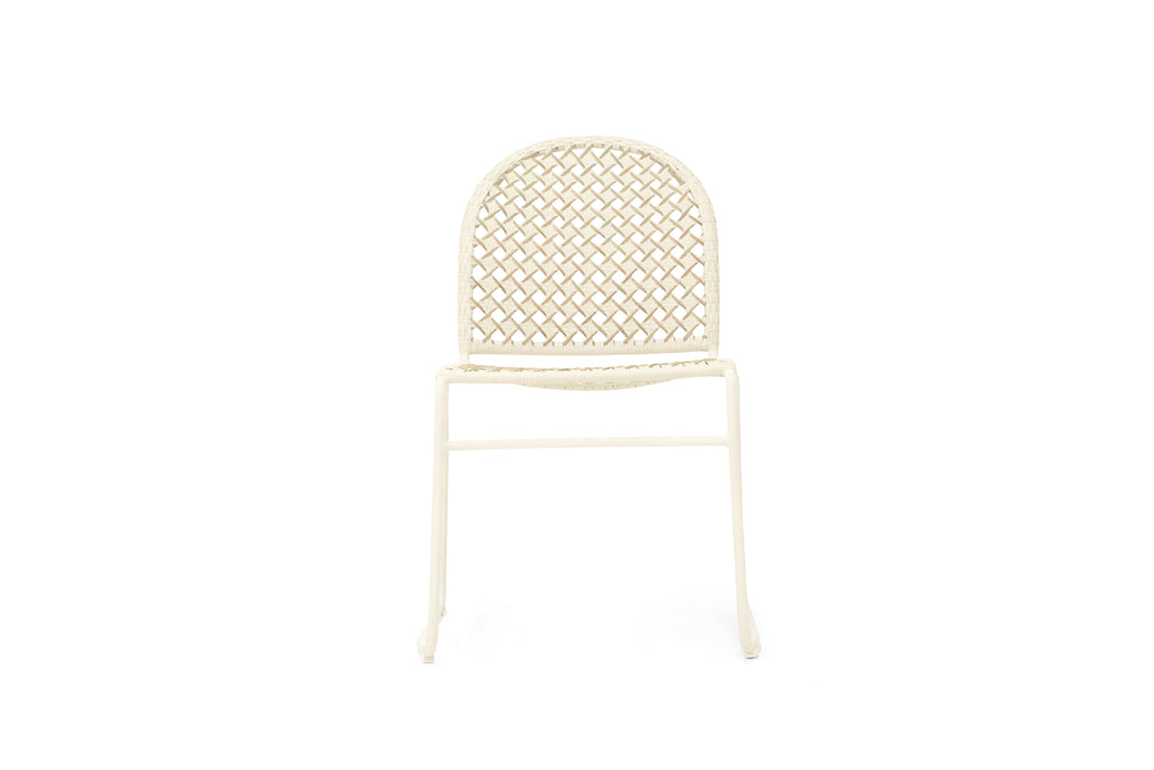 Archer Outdoor Side Chair - Chalk - Charcoal Linen