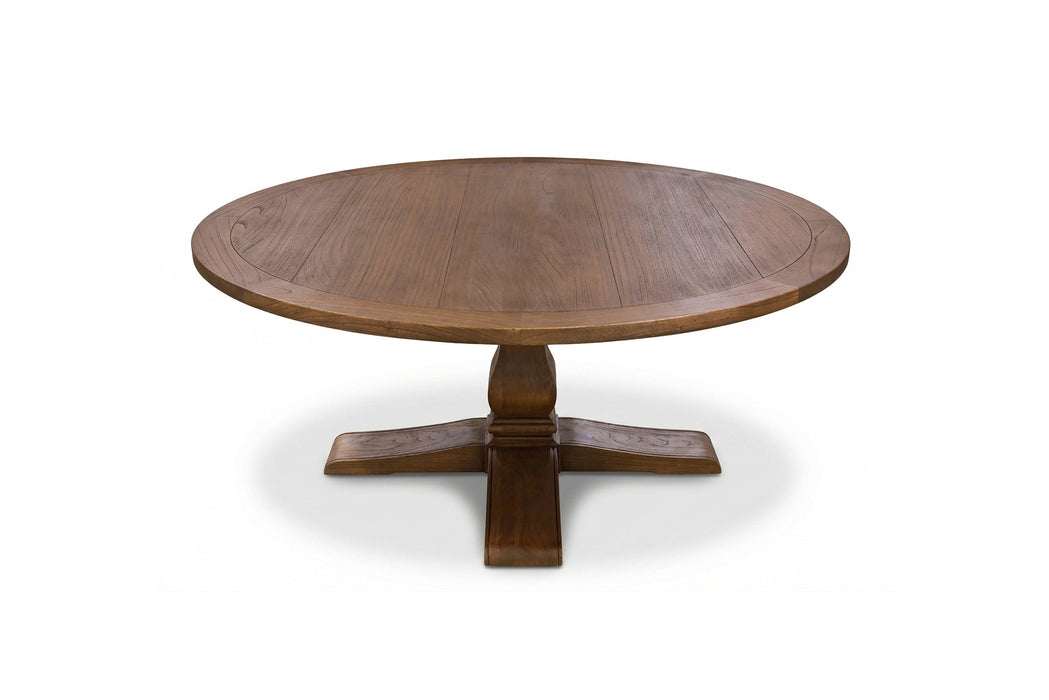 Ascot Round Dining Table - 180cm - Brushed Brown Nut