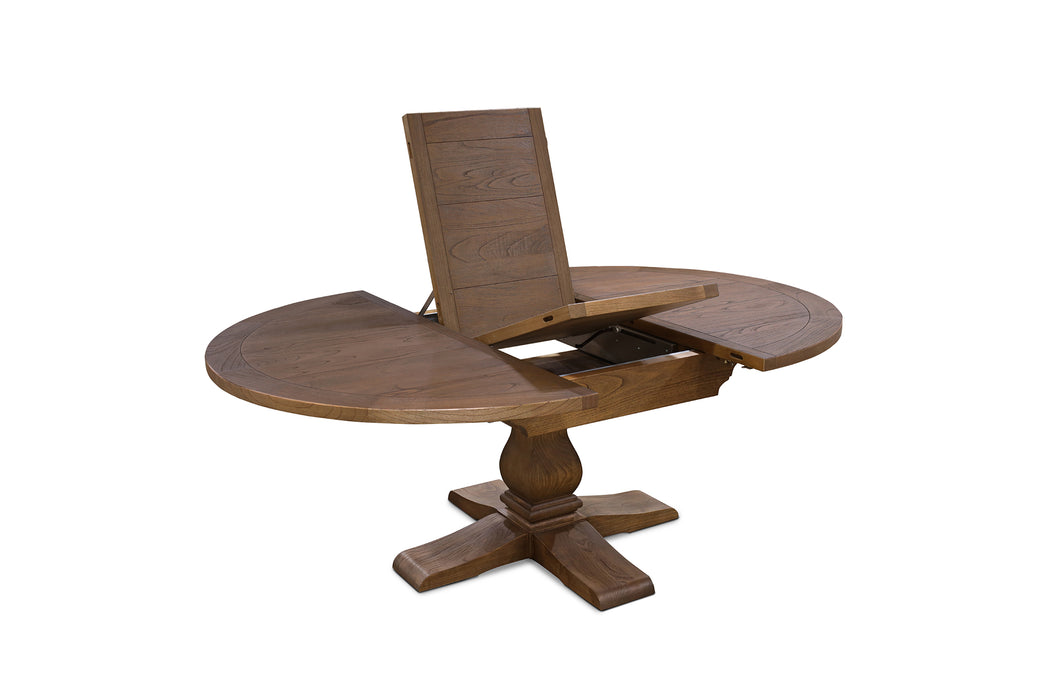 Ascot Round Extension Dining Table - 150/200cm - Brushed Brown Nut - Dt Asc Rnd Ext Bnut 150/200 Plank
