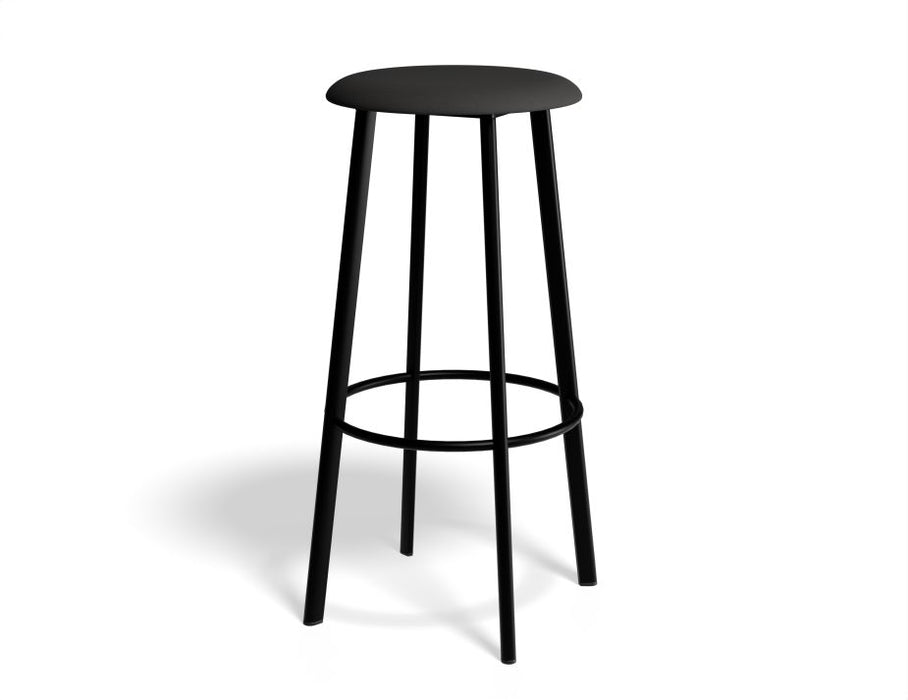 Atlas Bar Stool - Black - Fabric Seat - 75cm Bar Height - Dark Grey Anthracite Fabric Seat