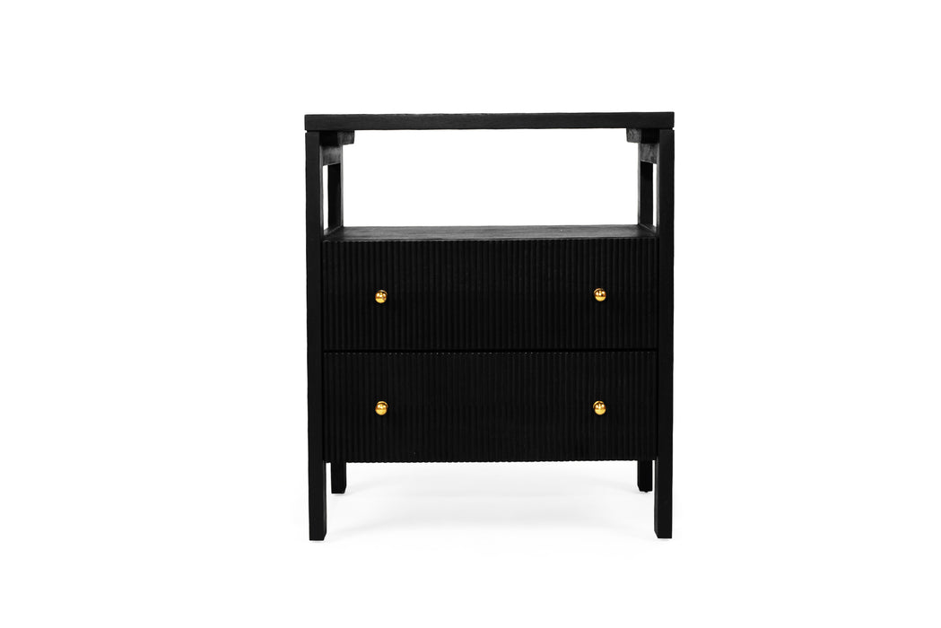 Audrey Bedside Table - Black - Black 60cm
