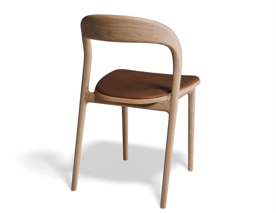 Mia Chair - Natural with Pad - Vintage Black Vegan Leather Seat Pad