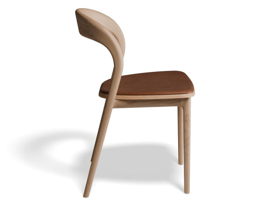 Mia Chair - Natural with Pad - Vintage Tan Vegan Leather Seat Pad