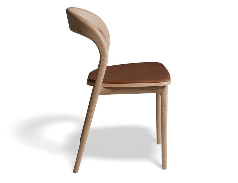 Mia Chair - Natural with Pad - Vintage Black Vegan Leather Seat Pad