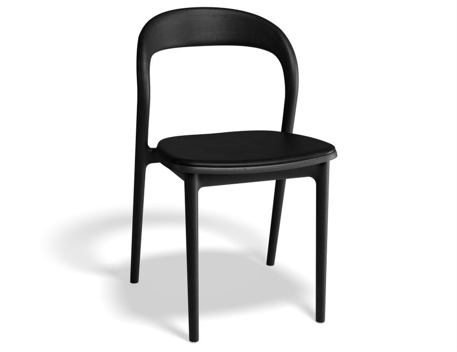 Mia Chair - Black Ash with Pad - Vintage Black Vegan Leather Seat Pad