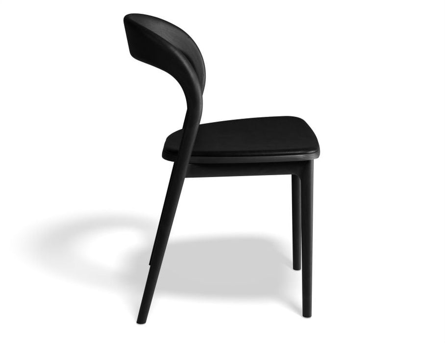 Mia Chair - Black Ash with Pad - Vintage Green Vegan Leather Seat Pad