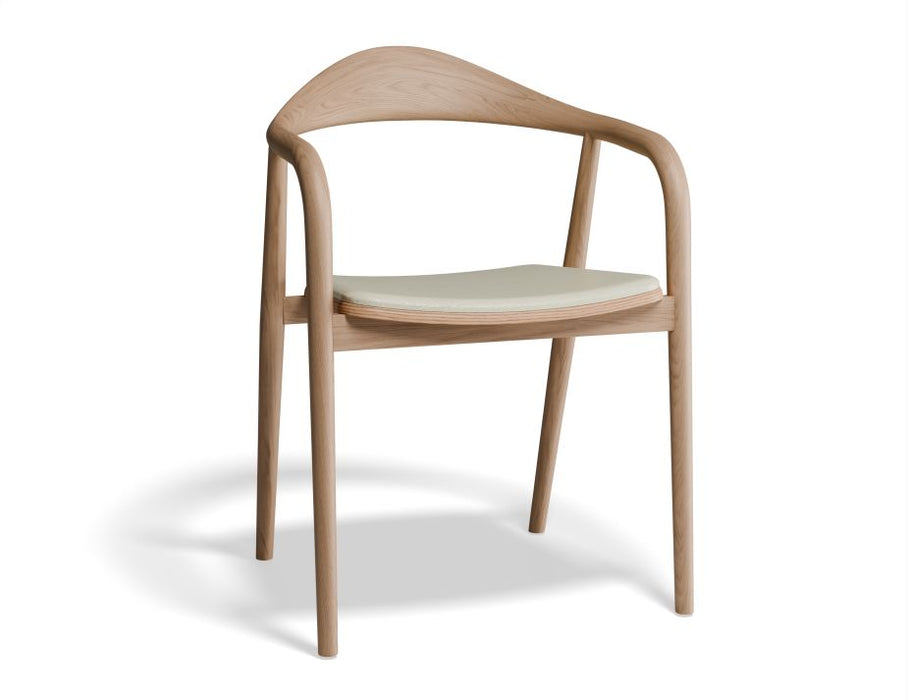 Arki Armchair - Natural - with Pad - with White Vegan Leather Cushion