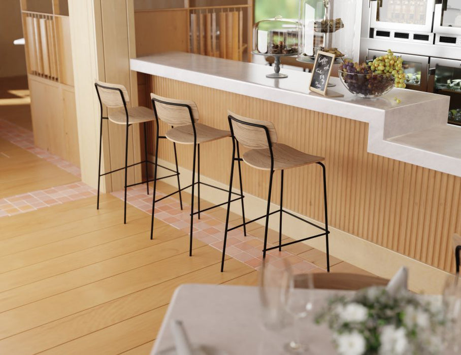 Rylie Stool - Natural Ash Seat and Backrest - 65cm Counter Kitchen Height