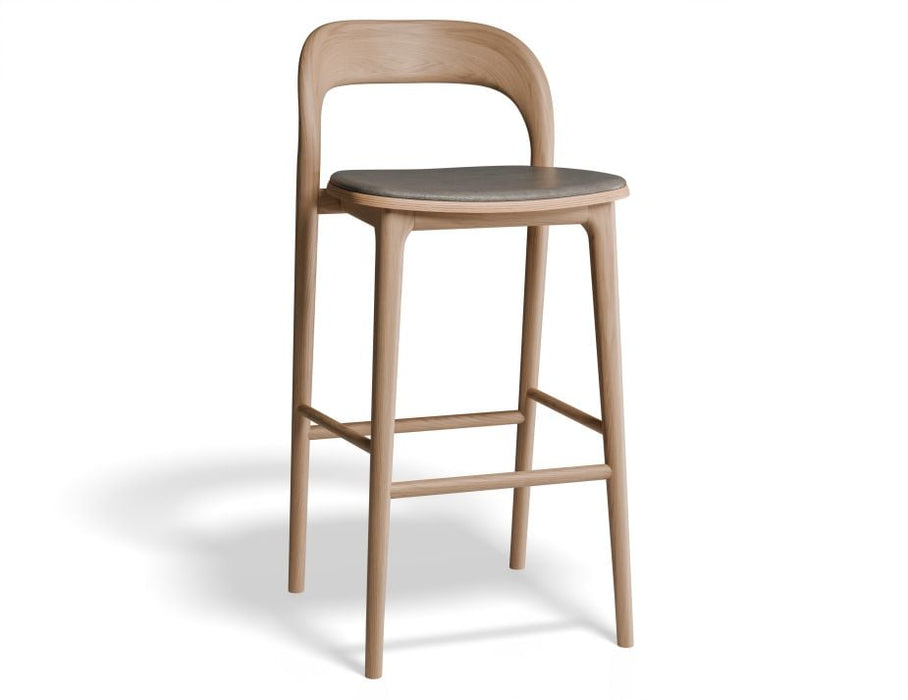 Mia Stool - Natural with Pad - 66cm Seat Height Vintage Black Vegan leather Seat Pad