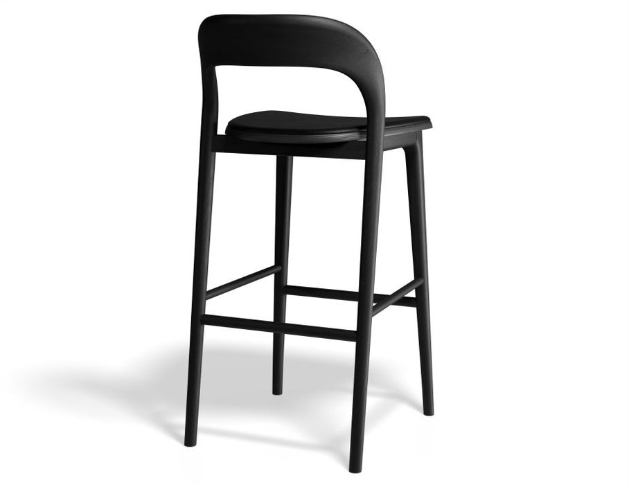 Mia Stool - Black with Pad - 66cm Seat Height Vintage Black Vegan leather Seat Pad