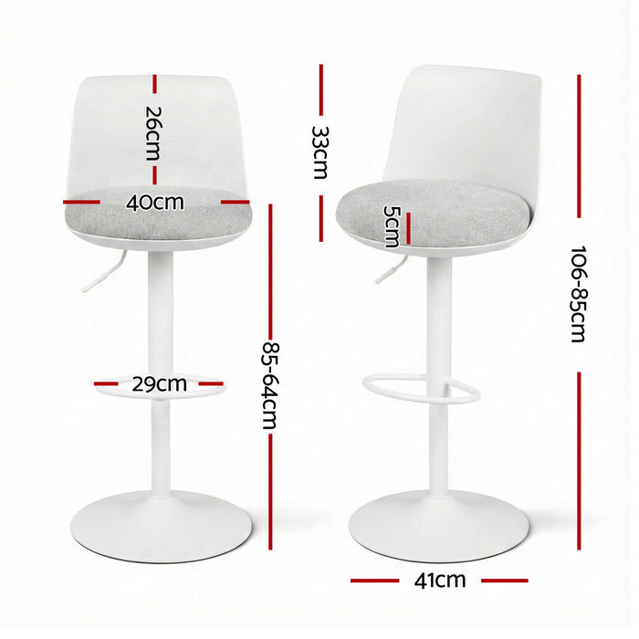 Artiss 4x Bar Stools Kitchen Swivel Gas Lift Counter Dining Chair Curved White