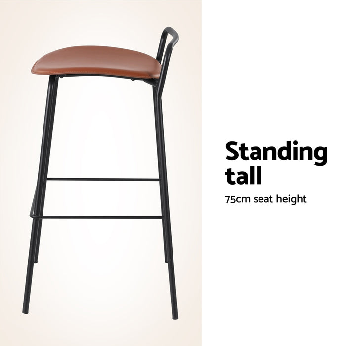 4x Artiss Bar Stools Kitchen Counter Dining Chair Metal Brown