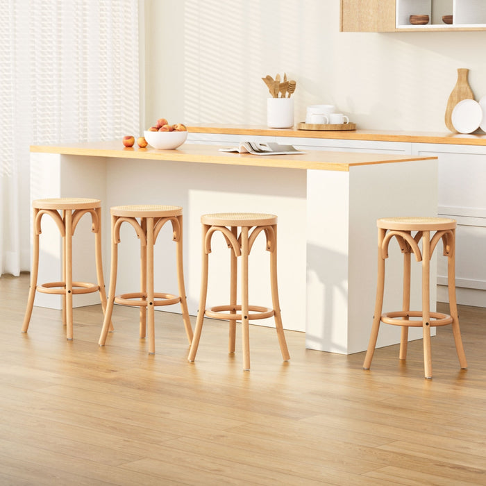 Artiss 4x Bar Stools Rattan Seat Wooden