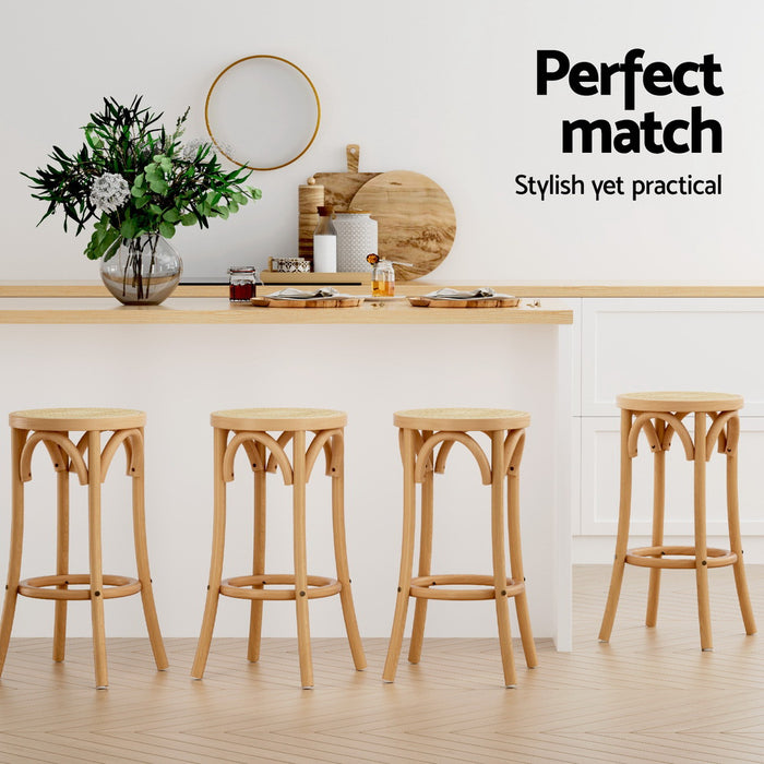 Artiss 4x Bar Stools Rattan Seat Wooden