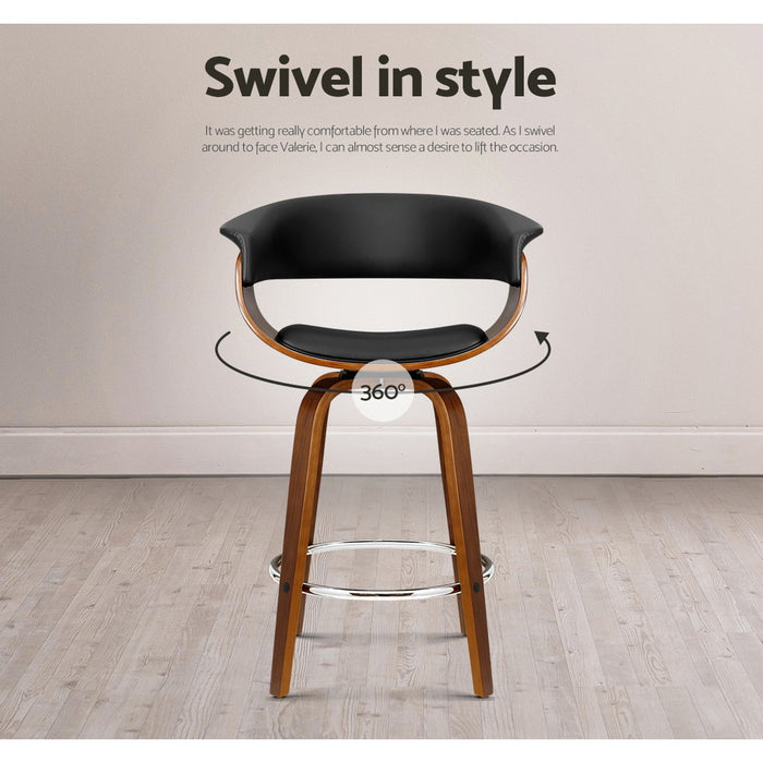 Artiss 4x Bar Stools Swivel PU Seat Wooden