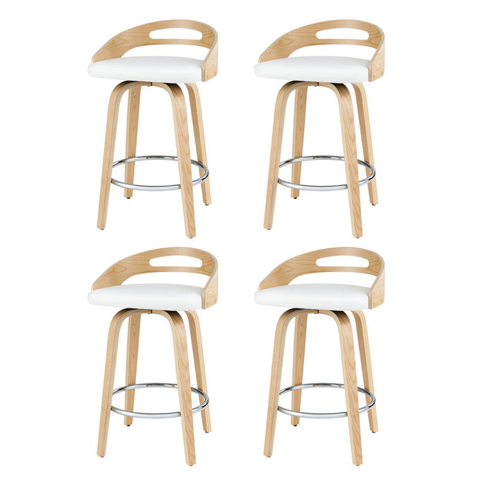 Artiss 4x Bar Stools Swivel Dining Chairs Low Back Counter Seat PU Cushion