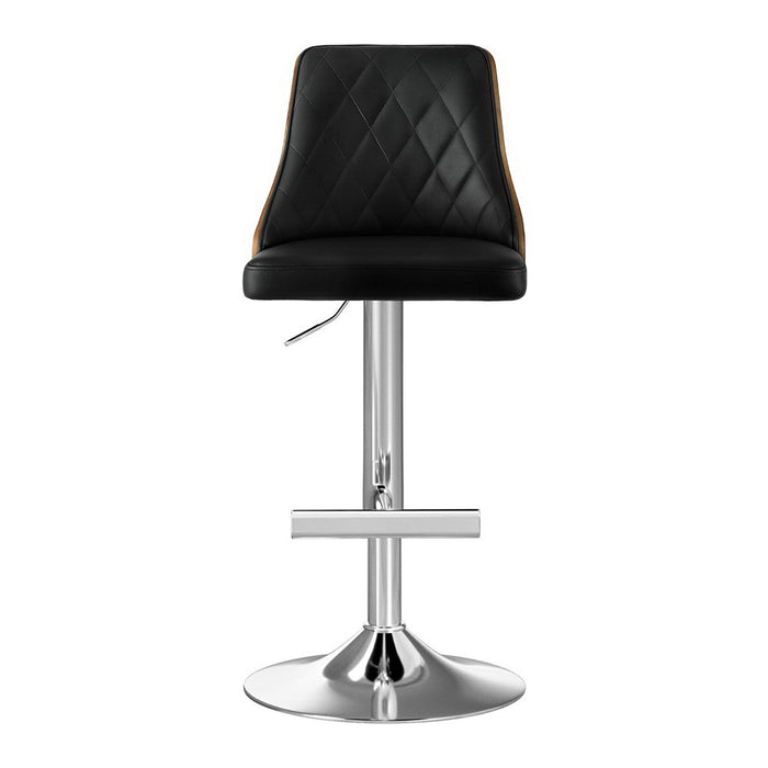 Artiss 2X Bar Stool Wood Swivel Adjustable Kitchen Counter Stool Leather Black