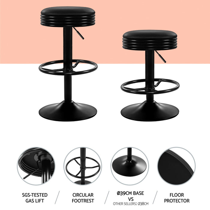Artiss 4x Bar Stools Leather Padded Gas Lift Black