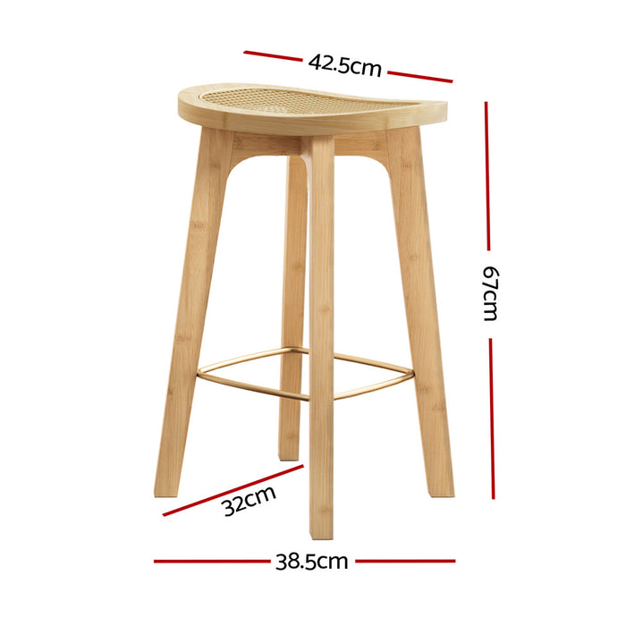 Artiss 2x Bar Stools Bamboo Rattan Stool Counter Chair Kitchen Barstools