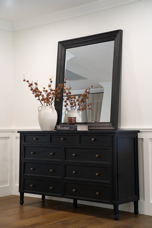 Hamilton Dresser - 9 Drawer - Black - Black 154cm
