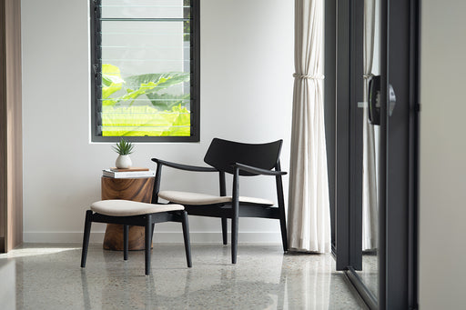 Harlow Foot Stool - Black - Black Linen