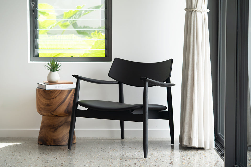 Harlow Occasional Chair - Black with Leather Seat