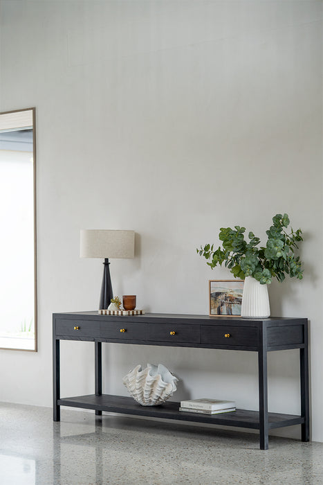 Lindsay Console Table 200cm - Black - Linen Black 200cm