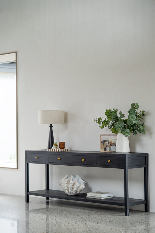 Lindsay Console Table 200cm - Black - Linen Black 200cm