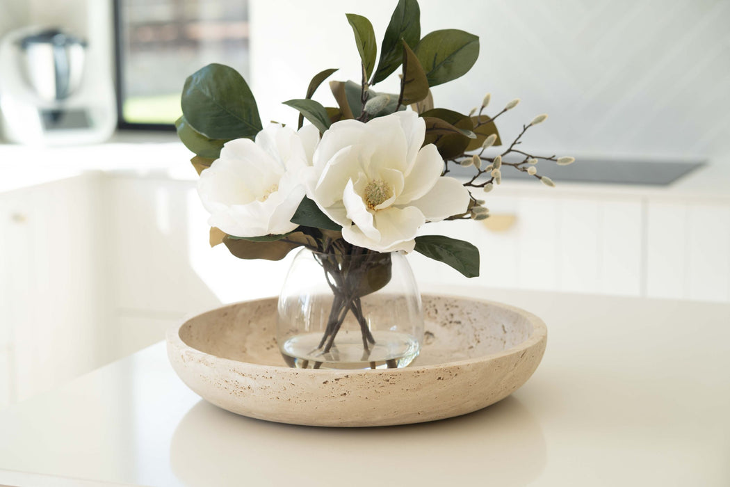 Jillian Fruit Bowl - Travertine - White
