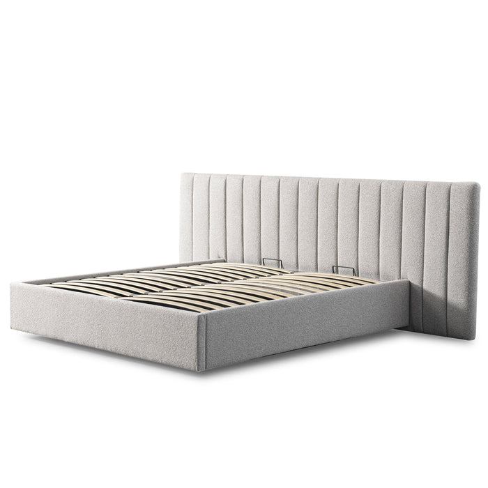 CBD10052-MI Wide Base King Sized Bed Frame - Clay Grey with Storage