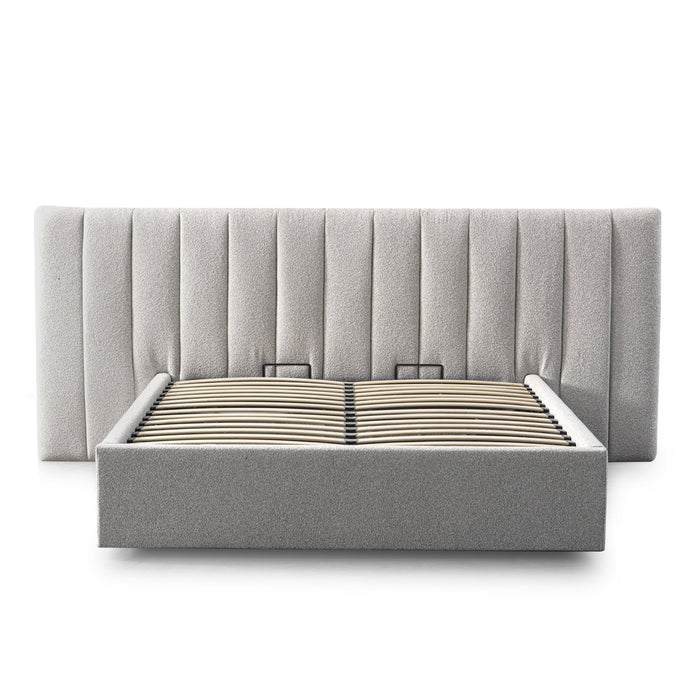 CBD10053-MI Wide Base Queen Bed Frame - Clay Grey with Storage