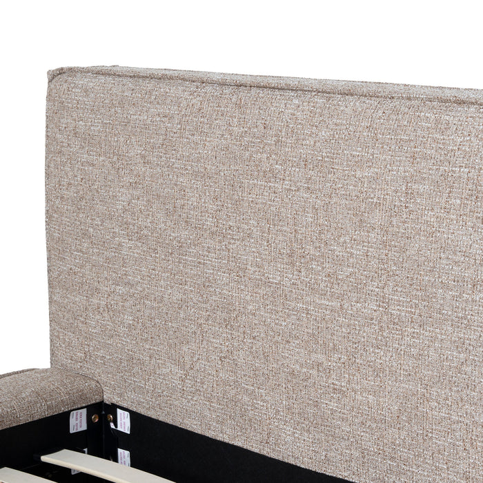 Castillo Fabric King Bed Frame - Stonish Beige